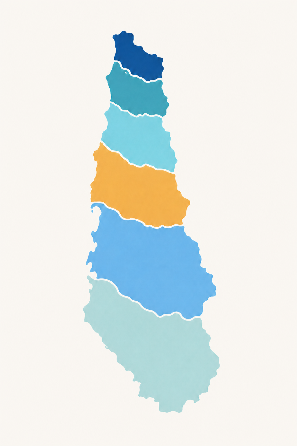 Mapa territorial de la Provincia de San Antonio dividido en sus seis comunas